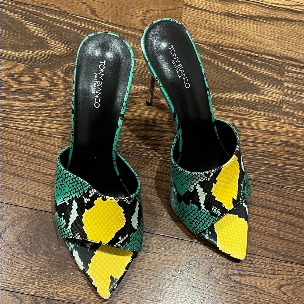 Tony Bianco Vibrant Snake Print Heels 7.5 - Picture 2 of 5